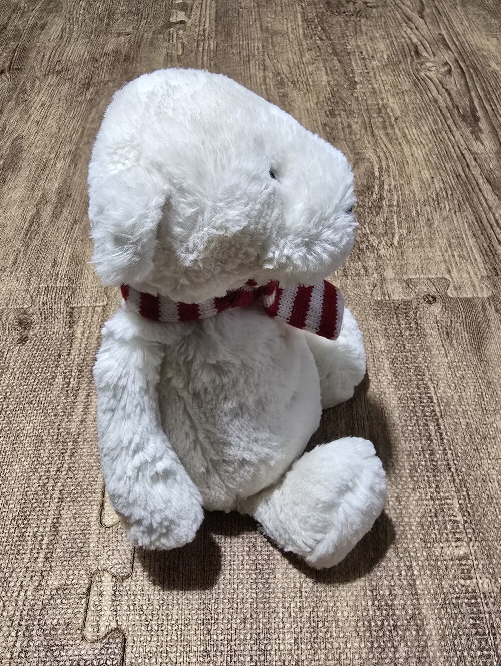 Jellycat London Bashful Pax Polar Bear Red/White Striped Scarf 12" Retired - Picture 2 of 6